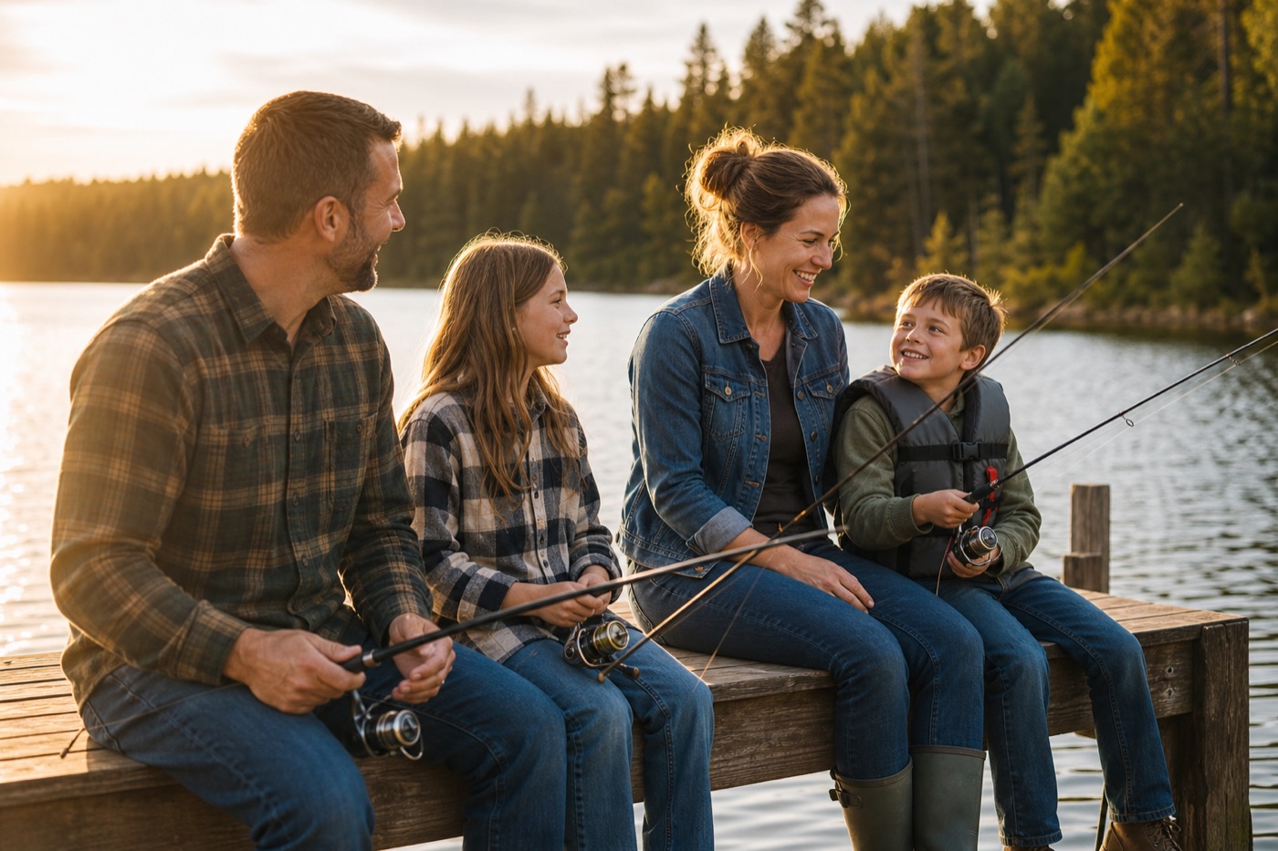 Famille à la pêche au Nouveau-Brunswick